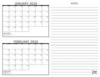 2029 - 2 Month Calendar