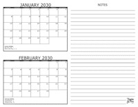 2030 - 2 Month Calendar