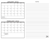2032 - 2 Month Calendar