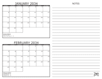 2034 - 2 Month Calendar