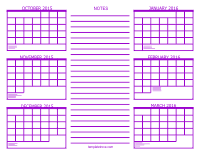 Half Year Calendar - Purple