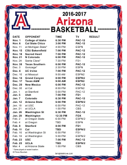 2016-2017 Arizona Wildcats Basketball Schedule