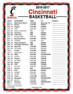 Printable 2016-17 Cincinnati Bearcats Basketball Schedule