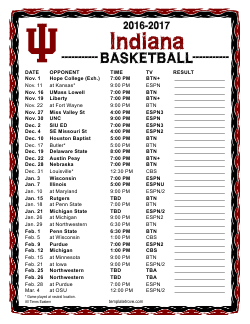 Printable 2016-17 Indiana Hoosiers Basketball Schedule