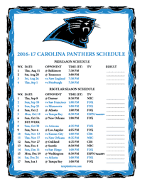 Carolina Panthers 2016-2017 Schedule