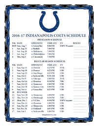 Indianapolis Colts 2016-2017 Schedule