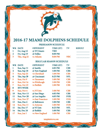 Miami Dolphins 2016-2017 Schedule