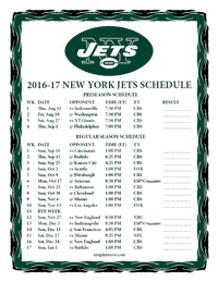 New York Jets 2016-2017 Schedule