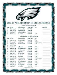 Philadelphia Eagles 2016-2017 Schedule
