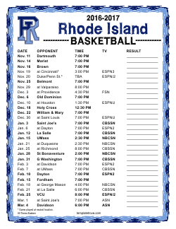 2016-2017 Rhode Island Rams Basketball Schedule