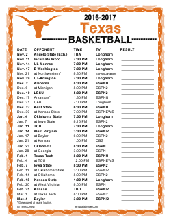 Printable 2016-17 Texas Longhorns Basketball Schedule
