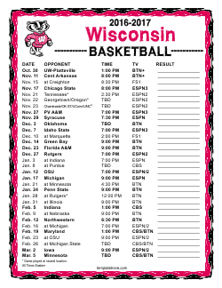 Printable 2016-17 Wisconsin Badgers Basketball Schedule