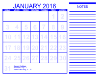 Free Printable Calendar 1 - Blue
