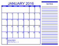 Free Printable Calendar 2 - Blue
