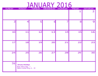 PDF Calendar 3 - Purple