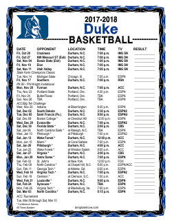 Printable 2017-18 Duke Blue Devils Basketball Schedule