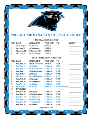 Carolina Panthers 2017-18 Printable Schedule - Mountain Times