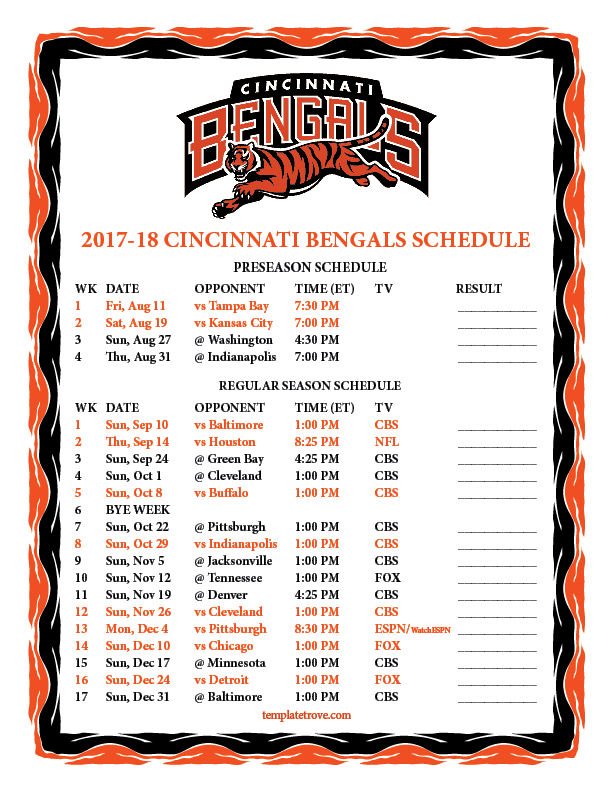 bengals preseason schedule