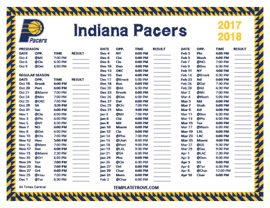 2017-18 Printable Indiana Pacers Schedule - Central Times