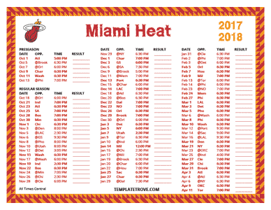 2017-18 Printable Miami Heat Schedule - Central Times