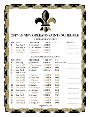 New Orleans Saints 2017-18 Printable Schedule - Central Times