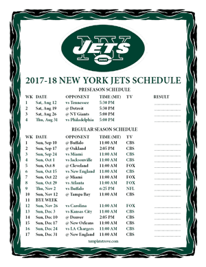 New York Jets 2017-18 Printable Schedule - Mountain Times