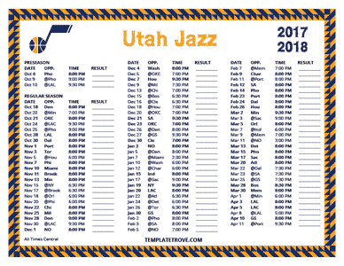 2017-18 Printable Utah Jazz Schedule - Central Times