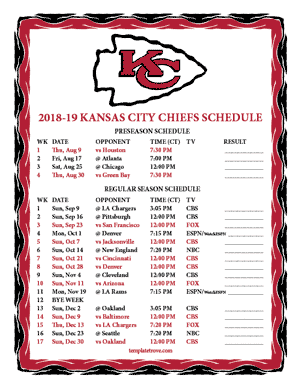 Kansas City Chiefs 2018-19 Printable Schedule - Central Times