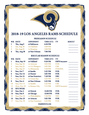 Los Angeles Rams 2018-19 Printable Schedule - Central Times