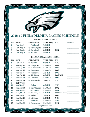 Philadelphia Eagles 2018-19 Printable Schedule - Mountain Times