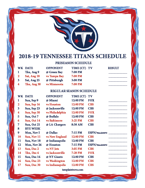 Nfl Tennessee Titans Schedule 2024 Deny