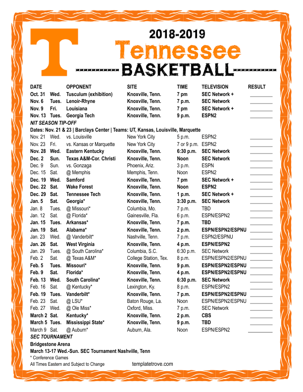 2024 2025 Tennessee Mens Basketball Schedule Ncaa Football Schedule 2024