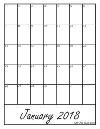 2018 Blank Monthly Calendar