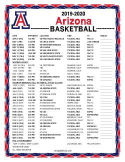 Printable 2019-20 Arizona Wildcats Basketball Schedule