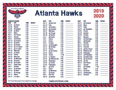 Atlanta Hawks 2019-20 Printable Schedule - Mountain Times