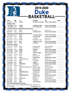 2019-2020 Duke Blue Devils Basketball Schedule