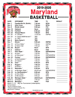 Printable 2019-20 Maryland Terrapins Basketball Schedule