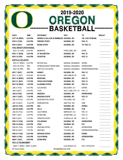 2019-2020 Oregon Ducks Basketball Schedule