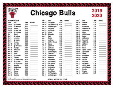 Chicago Bulls 2019-20 Printable Schedule - Mountain Times