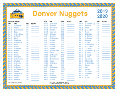 nuggets schedule 2022