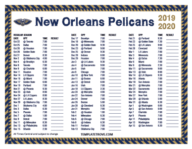 2019-20 Printable New Orleans Pelicans Schedule - Central Times