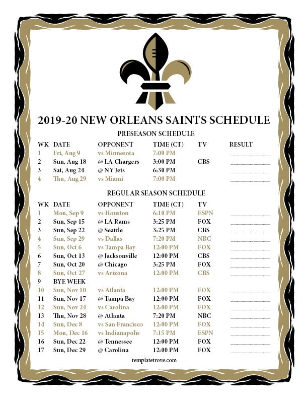 New Orleans Saints Tickets - New Orleans Saints Fixtures