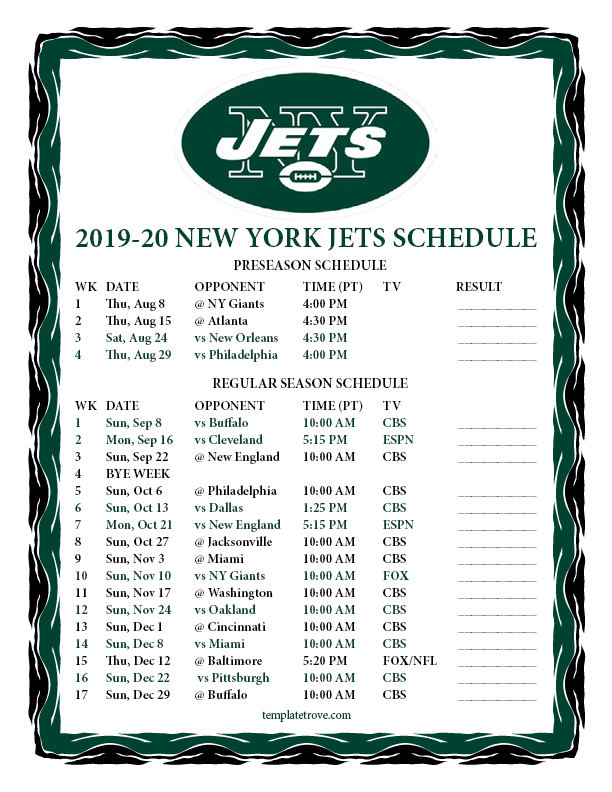 nfl new york jets schedule