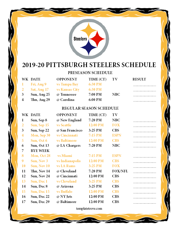 Steelers 2024 Schedule Pdf Download Edee Maribel