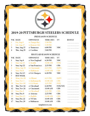 Pittsburgh Steelers 2019-20 Printable Schedule - Mountain Times