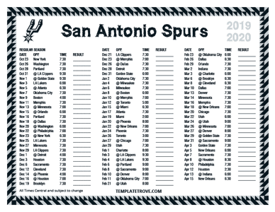 2019-20 Printable San Antonio Spurs Schedule - Central Times