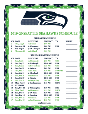 Seattle Seahawks 2019-20 Printable Schedule - Mountain Times