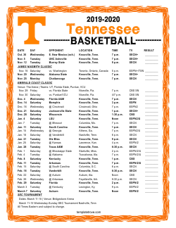 Printable 2019-20 Tennessee Volunteers Basketball Schedule