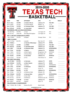 Printable 2019-20 Texas Tech Red Raiders Basketball Schedule