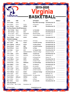 Printable 2019-20 Virginia Cavaliers Basketball Schedule